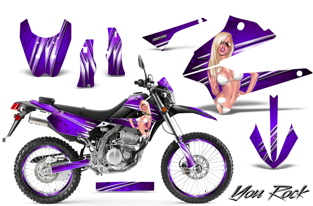 Kawasaki KLX DTRACK Graphics Kit You Rock Purple NP Rims